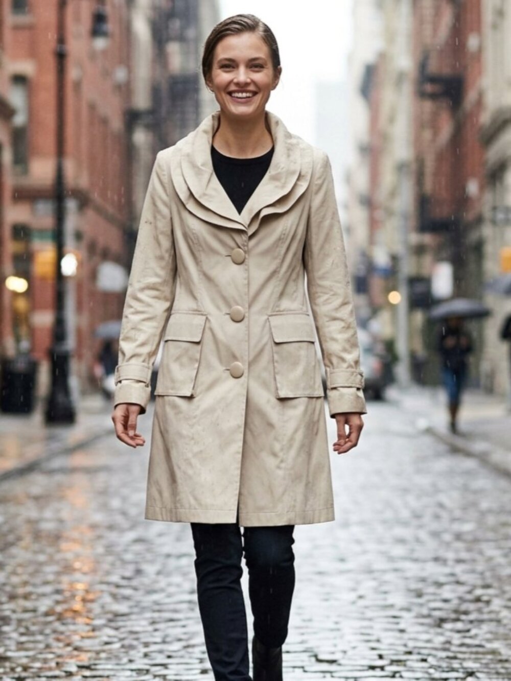 Gilani Iridescent Champagne Light Trench Coat